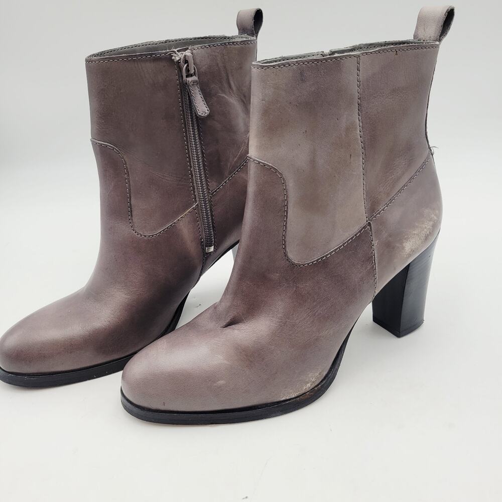 Cole Haan Livingston Bootie Women Round Toe Leather Gray Ankle Boot Size 8 B